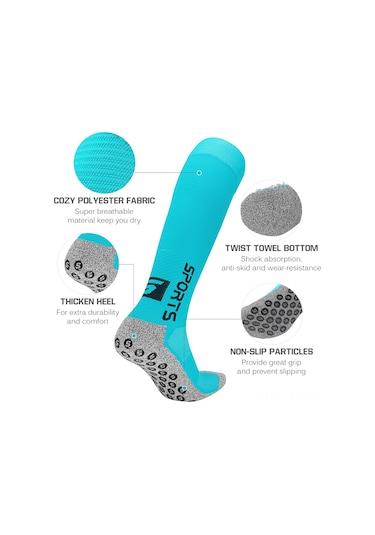 Qingmipy Uzun Kollu Spor Çorap Antibakteriyel Kayma Önleyici Futbol Basketbol Tüm Sporlar İçin Erkek Kadın Üniversal Beyaz Beyaz