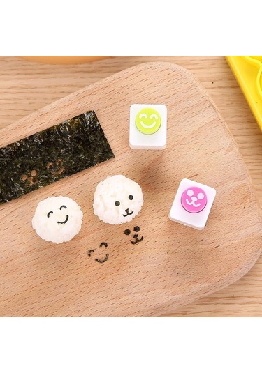 1 Set Pirinç Topu Kalıbı Top Şeklinde Suşi Kalıpları Kaşıklı Çalkalama Kalıbı Deniz Yosunu Kabartma Kalıbı Çocuklar İçin Kendin Yap Yemek Suşi Araçları Sarı