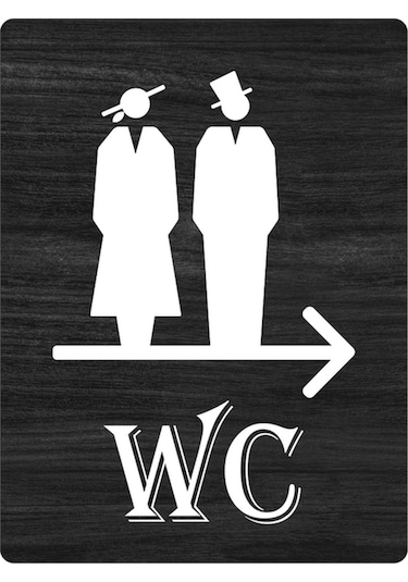 Ahşap Wc Tabela, Esprili Wc Yazısı Kapı Üzeri Tabela Sıkışmış Kadın Erkek Silüeti