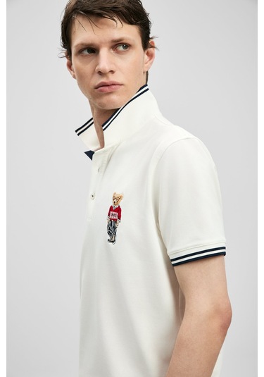 Lufian Brady Smart Erkek Polo T-shirt 111040245 Ekru