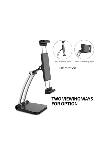 Yaozixa Siyah Masaüstü Telefon Ve Tablet Tutucu 360 Derece Döner Ayarlanabilir 4-13 İnç Uyumlu Canlı Yayın Ve Ders İçin Abs+metal Dayanak