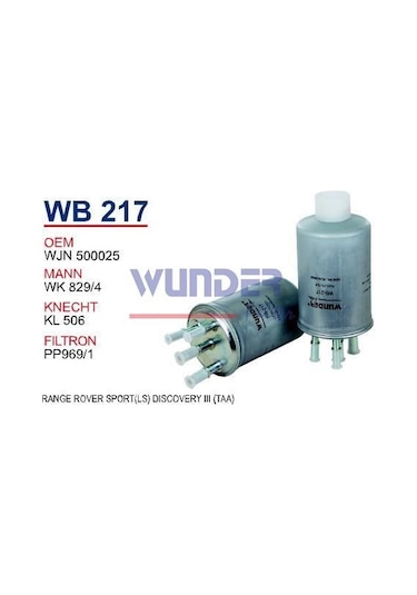 WUNDER WB217 Mazot Filtresi Discovery 3 /Lr3 04- -Range Rover Sport 05-