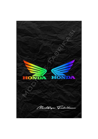 Honda Kanat Sticker Folyo - Hologram - 15 X 12 Cm 2'li Set