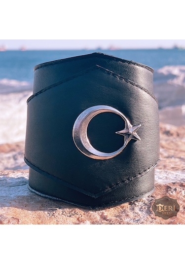 Hakiki Dana Derisi Ay Yıldız Bileklik Beyaz
