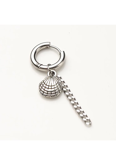 Deniz Kabuğu Figürlü Erkek Çelik Küpe W P24 T5 Çelik