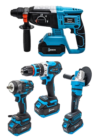 Börth BRTH0007 Hilti + Taşlama + Somun Sıkma + Matkap Akülü 4'lü Set