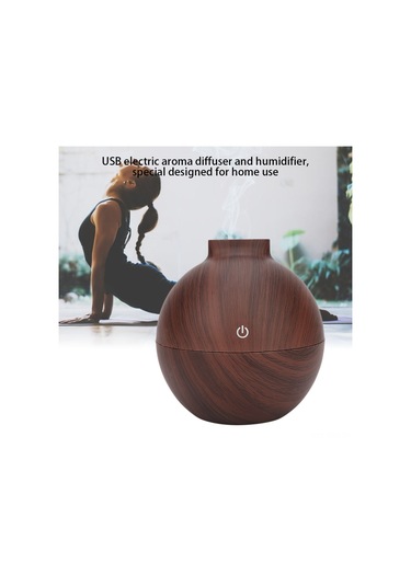 Springsun Ev Ve Ofis İçin 130ml Usb Nemlendirici, 7 Renkli Led Işığı, Sessiz Çalışma, Kuru Yakma Koruması, Derin Ahşap Desenli