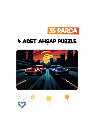 Ahşap 35 Parça 4 Adet Çocuk Puzzle-2