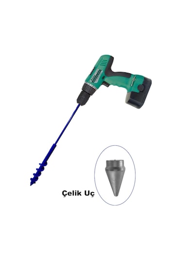 Matkap Uçlu Burgu Makinesi Fidan Çiçek Bitki Ekme Aleti.60x5 CM
