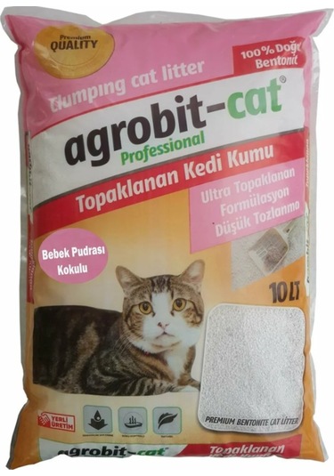 Agrobit Cat Bebek Pudrası Kokulu Doğal Bentonit Kedi Kumu 10 L