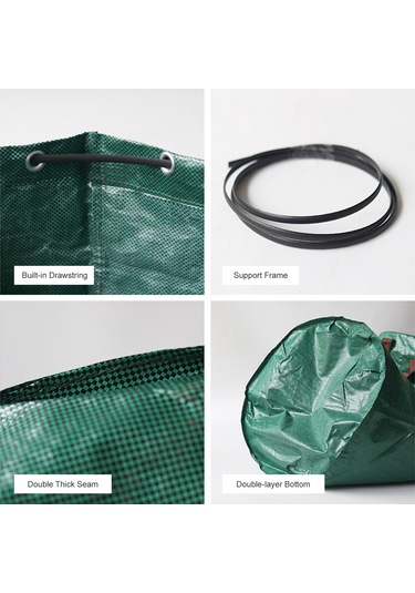 Dofolink 272l Yeşil Çekilebilir Bahçe Çöp Torbası - Dayanıklı Pp Dokuma, Su Geçirmez, Katlanabilir Yapı İle Yaprak Ve Çöp Toplama