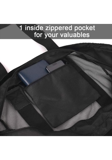 Suofeng Siyah Plaj Çantası 70x18x45 Cm - Fermuarlı Cep İle Oyuncak Ve Eşya Saklama Çantası - Dayanıklı Malzeme Diğer