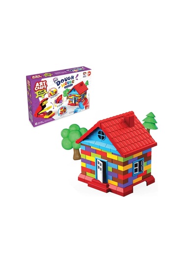 İnşaat Hamur Ev Seti 600 Gr. - Oyun Hamuru Seti - Hamur Setleri - Hamur Kalıpları Çok Renkli