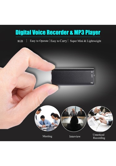 Singree 8gb Mini Ses Kaydedici Ve Mp3 Çalar - 96 Saat Kayıt Süresi, 10 Saat Pil Ömrü, 192kbps Kaliteli Kayıt, Taşınabilir Usb Bellek