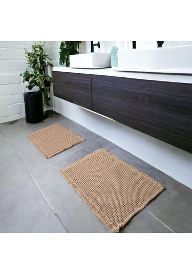 Ximistore9 Kahverengi 45x75 Cm Vafli Banyo Paspası - Süper Emici, Kayma Engeli, Kauçuk Tabanlı, Makine Yıkama Uygun, Yumuşak Dokulu Kahverengi