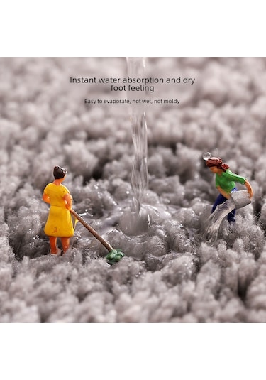 Yunboo Ev İçin Fluffy Floklu Paspas - Banyo, Mutfak, Giriş Anti Kayma Mat - Yeşil Bambu Desenli 40x60 Cm Diğer