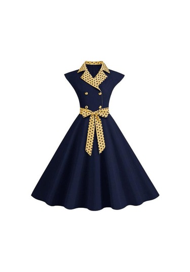 Zarif Bayan Elbise Nokta Baskılı Yaka Yaka Yay Üzerinde Bel Tatlı Tarzı Rahat Parti Elbise Kolsuz Sıkı Bel Ince Orta Uzunlukta Elbise Kadın Lacivert Zarif Bayan Elbise Nokta Baskılı Yaka Yaka Yay Üzerinde Bel Tatlı Tarzı Rahat Parti Elbise Kolsuz Sıkı Bel Ince Orta Uzunlukta Elbise Kadın Lacivert