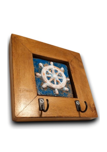 Dümen Seramik Elyapımı Handmade Anahtarlık Tablo 14,5x14,5x2,5cm Çerçeveli