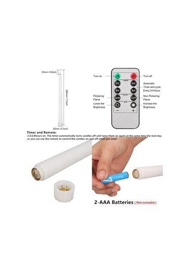 Alevsiz Led Konik Mumlar Uzaktan Titreşen Elektronik Mum Noel Cadılar Bayramı 12pcs Ivory Fildişi