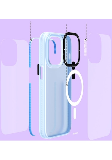 iPhone 13 Pro Uyumlu Kılıf Magsafe Şarj Özellikli Youngkit Colored Sand Serisi Kapak