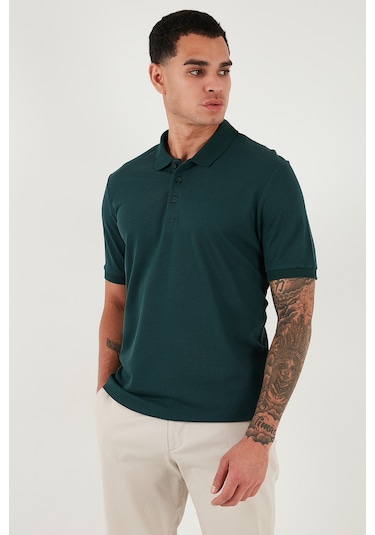 Buratti Pamuklu Regular Fit Düğmeli Erkek Polo Yaka T Shirt 5902127 Yeşil