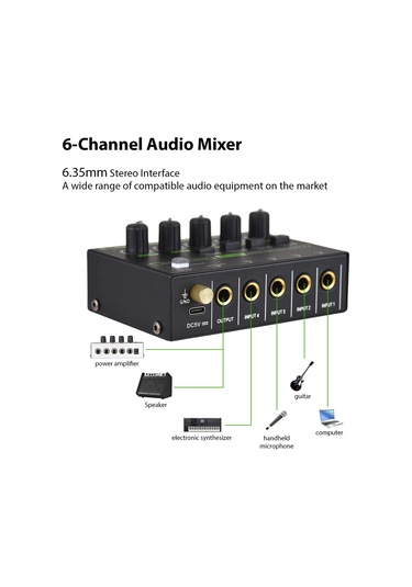 Hfambition Max400-pro Mini Ses Mikseri: 4 Kanal, Ultra Düşük Gürültü, Stereo/monofon Dönüşümü, 6.35mm Giriş, Avrupa Şarj 100-240v 11"