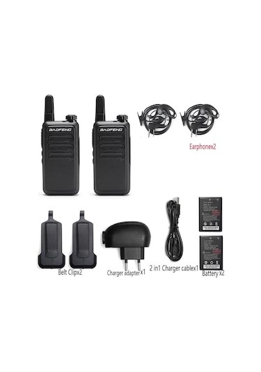 Valkyrie Baofeng BF-R5 Çift Kulaklık 2li Set Lisanssız Şarjlı 16 Kanal Vox Telsiz Seti 2 Adet