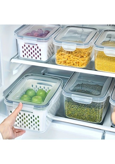 Fochsia 9 Parça Bpa İçermeyen Plastik Gıda Saklama Kabı Seti Assorted Varieties 3 Kutu 3 Süzgeç 3 Kapak Dondurucuya Uygun Sızdırmaz Acı Kahverengi