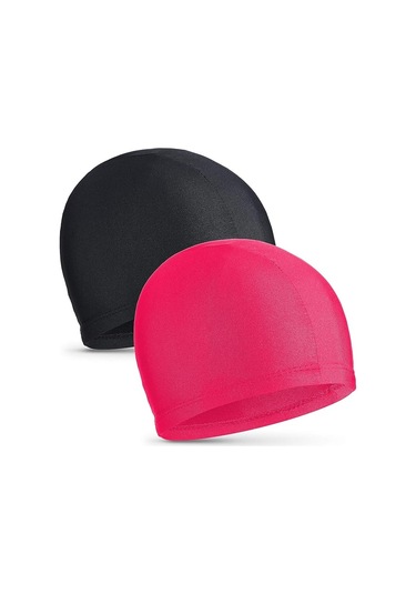 Adet Elastik Yüzme Boneleri Rahat Kumaş Yüzme Boneleri Hafif Siyah - Kırmızı