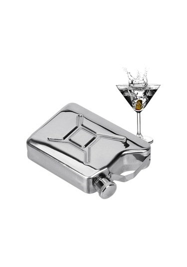 Benzin Kovası Tarzı Alkol Şarap Konteyneri 5 Oz Paslanmaz Çelik Anti Kayma Parti Bar Ev Taşınabilir Viski Votka Şişesi Kiti