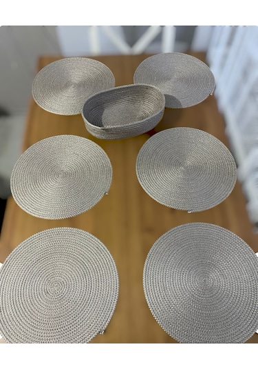 Kordon İpten 6lı Supla Takımı Ve Ekmeklik Gri