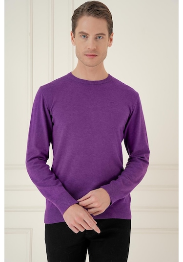 Tr 875 Slim Fit Mor Klasik Triko Mor