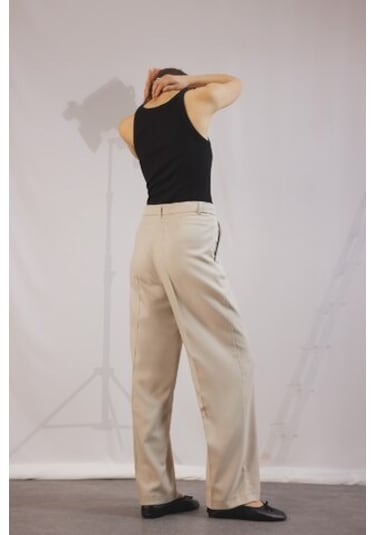 DeFacto Wide Leg Pensli Klasik Palazzo Pantolon Geniş Bol Paça Basic Düz Uzun Boy Yüksek Bel Cepli C2020AX25SPBG757