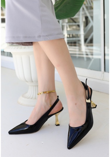 Zalin Siyah Rugan Topuklu Ayakkabı Siyah