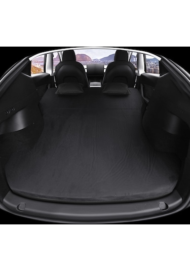 Tesla Model Y İçin Araç İçi Şişme Yatak ve Yastık Seti + Pompa Siyah