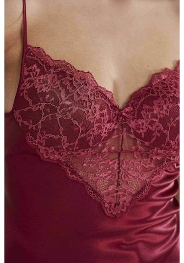 Pierre Cardin 425 Saten Şort Takım Bordo 001