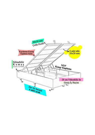 Nironyatak Niron Silver Baza Ve Başlık Seti 180X200 Cm Çift Kişilik Kaydırma
