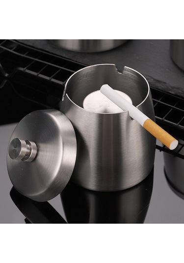 Reedark Paslanmaz Çelik Kapaklı Kişiselleştirilebilir Portatif Küllük, 400g Ağırlık, Dayanıklı Ve Şık Ev Aksesuarı.