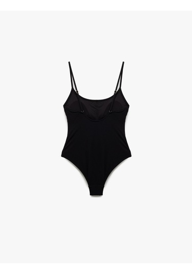 Koton Astarlı Hafif Destekli Dokulu İnce Askılı Fit Mayo Siyah 5sak20016mm Siyah