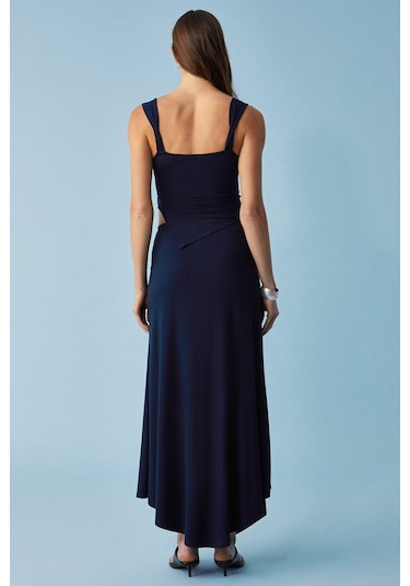 GRIMELANGE Jalgru Kadın Regular Yırtmaçlı Lacivert Etek Lacivert