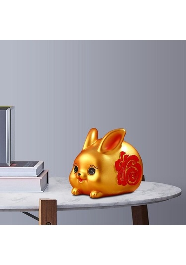 Opulentliving Çin Tarzı Şanslı Tavşan Para Bankası, 10x14x10cm, Seramik, Ev Ve Ofis Dekoru, Hediyelik 10cmx14cmx10cm