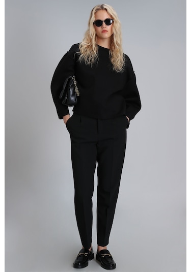 Lufian Selin Kadın Örme Sweatshirt - Siyah 122030005100100