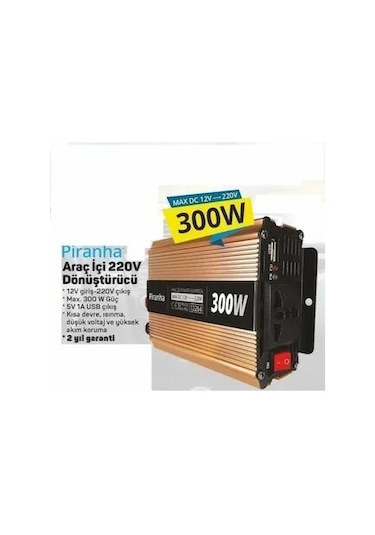 Piranha 12264 Power Invertör 300W Araç İçi 12V 220V Çevirici