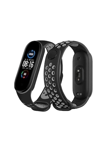 Mi Band 6 Spor Delikli Kordon Saat Değildir - Siyah-gri