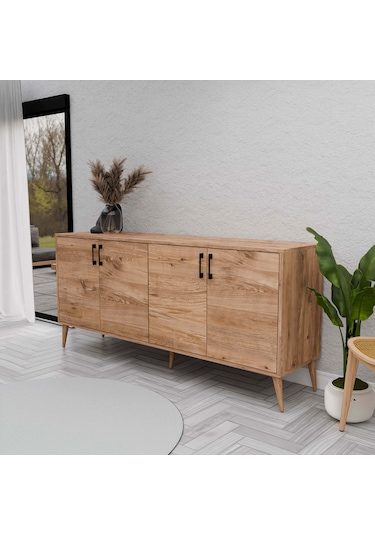 Mezza Hera 1670 Ahşap Ayaklı Modern Konsol Atlantik Çam 180 CM