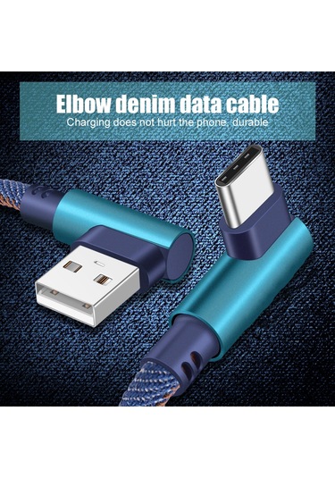 Mikro Usb Tip C Kablo 2.4a Hızlı Şarj Cihazı Usb Kablosu 90 Derece Dirsek Naylon Örgülü Veri Kablosu Samsung Uyumlu/sony/xiaomi Android Telefon
