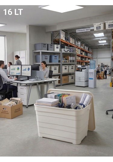 Çok Amaçlı Kapaklı Saklama Kutusu Organizer 16 Lt Beyaz