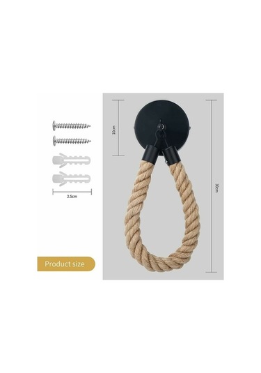 Novahub Tuvalet Kağıdı Tutucu Halatlı Duvara Montajlı, Dayanıklı Jüt Ve Metal, Dekoratif Tuvalet Kağıtlığı Askısı Diğer