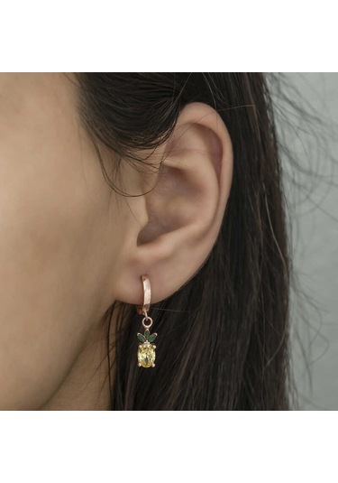 Himarry Gümüş Ananas Figür Meyve Küpe 1.50 CM-Gümüş