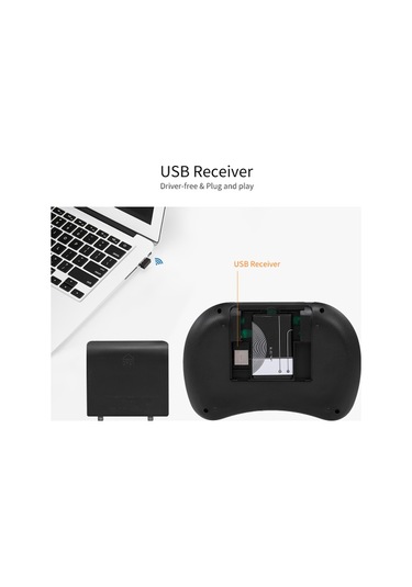 Air Keyboard 2.4g Kablosuz Rf Uzaktan Kumanda Arka Aydınlatmalı Multimedya Uzaktan Dokunmatik Yüzey Şarj Edilebilir Kombolar El Klavyesi Siyah